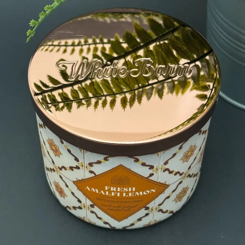 BBW Fresh Amalfi Lemon White Barn Bath & Body Works 3 Wick Candle - Picture 4 of 10